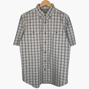 CARHARTT Midweight Plaid Short Sleeve Button Down Shirt - Blue/Gray Size - M